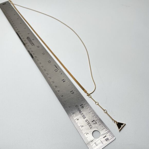 Anthropologie Serefina Gold Tone 2 Layer Snake Chain Chevron Chain Necklace - Picture 7 of 8